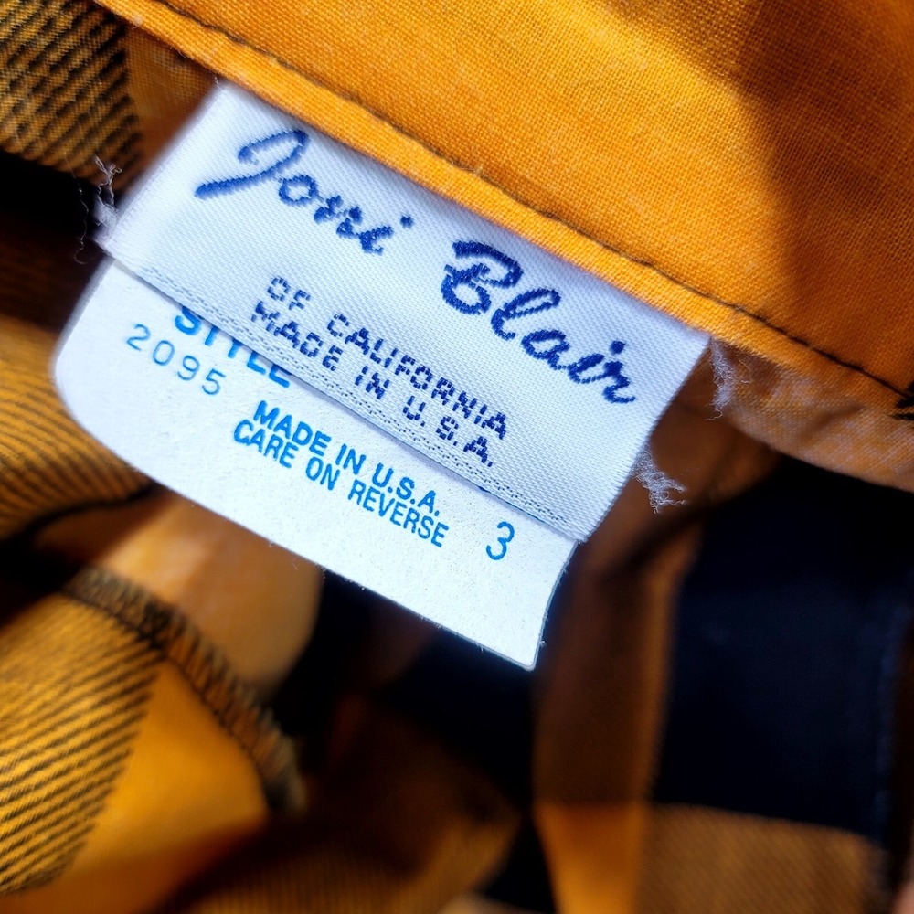 Vintage 70s 80s Joni Blair Dress Womens XS/S Orange Black Buffalo Plaid Cotton - Picture 9 of 11